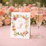 Ranunculus Floral Wedding Table Numbers Cards Kaart<br><div class="desc">Ranunculus garden wedding table number featuring soft peach and cream watercolor florals arranged in an elegant botanical wreath. Perfect for romantic summer garden weddings,  these table numbers help guests easily find their seats while matching the ranunculus wedding invitation suite. A beautiful addition to your reception tables and wedding decor.</div>