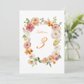 Ranunculus Floral Wedding Table Numbers Cards Kaart (Staand voorkant)