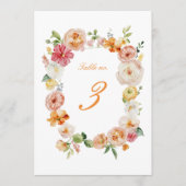 Ranunculus Floral Wedding Table Numbers Cards Kaart (Voorkant)
