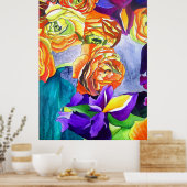 Ranunculus Flower original waterverf art Poster (Keuken)