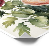Ranunculus Flowers Handgemaakte Water Color Poster (Hoek)