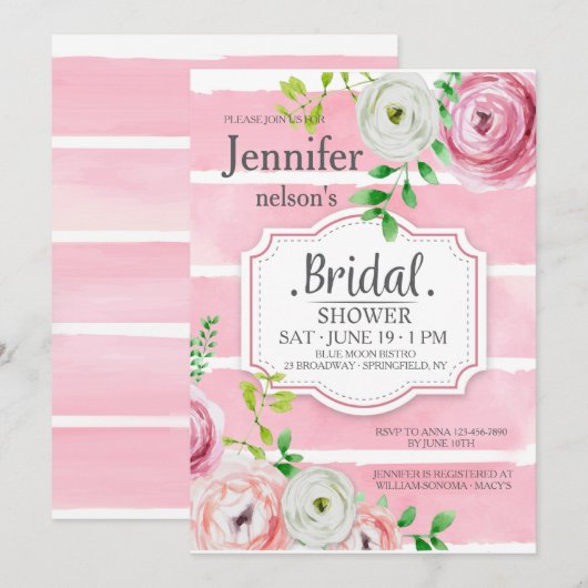 Ranunculus Flowers Uitnodiging (Voorkant / Achterkant)