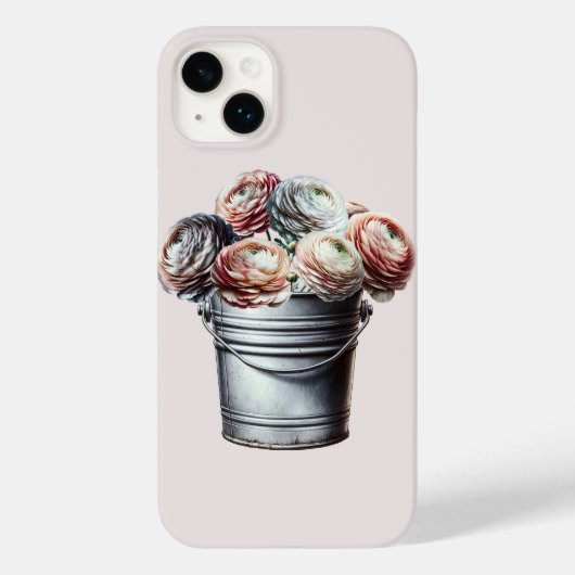 Ranunculus in blikken emmer Rustic Glam roze Case-Mate iPhone Case (Achterkant)