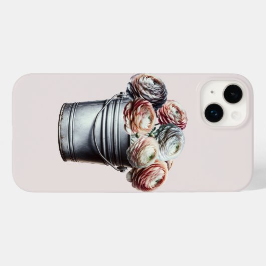 Ranunculus in Tin Pail Rustiek Glam Roze Case-Mate iPhone Case (Achterkant (horizontaal))