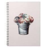 Ranunculus in Tin Pail Rustiek Glam Roze Notitieboek (Voorkant)