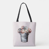 Ranunculus in Tin Pail Rustiek Glam Roze Tote Bag (Achterkant)