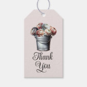Ranunculus in Tin Pail Rustieke Glam Roze Bruids Cadeaulabel (Voorkant)