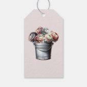 Ranunculus in Tin Pail Rustieke Glam Roze Bruids Cadeaulabel (Achterkant)