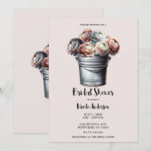 Ranunculus in Tin Pail Rustieke Glam Roze Bruids Kaart (Voorkant / Achterkant)