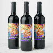 Ranunculus Iris waterverf floral art Wijn Etiket (Flessen)