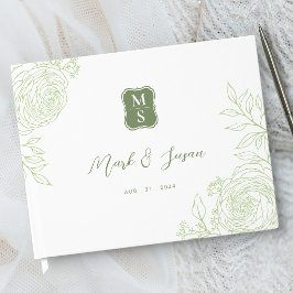 Ranunculus Lijn Kunst Monogram Huwelijk Gastboek Gastenboek