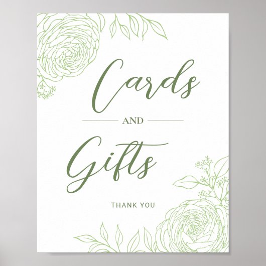 Ranunculus Line Art Gifts & Kaarten Sign Poster (Voorkant)