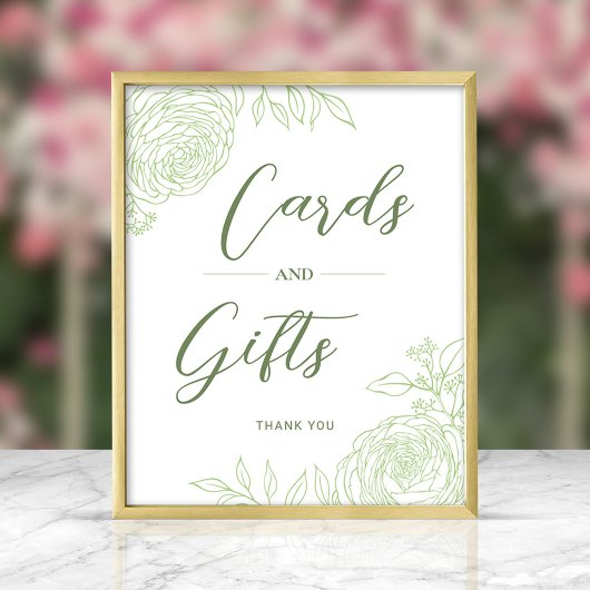 Ranunculus Line Art Gifts & Kaarten Sign Poster