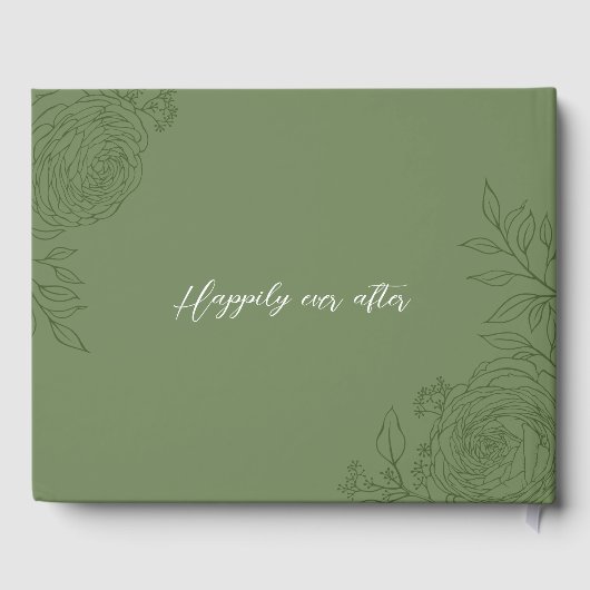 Ranunculus Line Art Monogram bruiloft gastenboek (Achterkant)