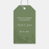 Ranunculus Line Art Wedding Label (groen) Cadeaulabel (Achterkant)