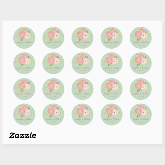 Ranunculus Mint Bloemenbruiloft Stickers (Vel)