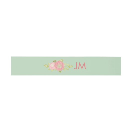 Ranunculus Monogram Floral Mint Bruiloft Uitnodigingen Wikkel (Vlak)