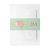 Ranunculus Monogram Floral Mint Bruiloft Uitnodigingen Wikkel (Voorkant Voorbeeld)