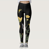 Ranunculus op zwarte Leggings (Voorkant)