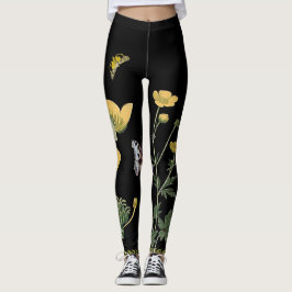 Ranunculus op zwarte Leggings