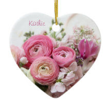 ranunculus, other spring flowers heart ornament