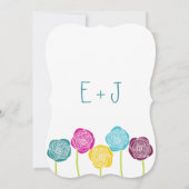 Ranunculus Roos Blauwgroen Violet Pink Yellow Wedd Kaart (Achterkant)