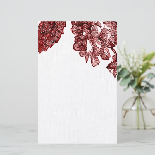 Ranunculus Roos Burgundy Modern Wedding Briefpapier (Staand voorkant)