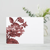 Ranunculus Roos Burgundy Modern Wedding Kaart (Staand voorkant)
