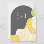 Ranunculus Roos Green Yellow Grey Die Cut Wedding Kaart (Achterkant)