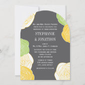 Ranunculus Roos Green Yellow Grey Die Cut Wedding Kaart (Voorkant)