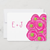 Ranunculus Roos Limoen Fuchsia Modern Wedding Invi Kaart (Achterkant)