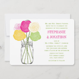 Ranunculus Roos Limoen Fuchsia Yellow Mason Jar Kaart