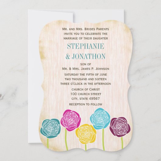 Ranunculus Roos Mint Pink Modern Wedding Invite Kaart (Voorkant)