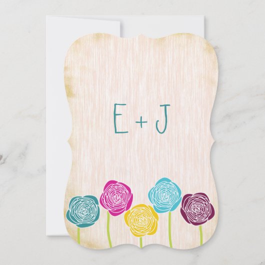 Ranunculus Roos Mint Pink Modern Wedding Invite Kaart (Achterkant)