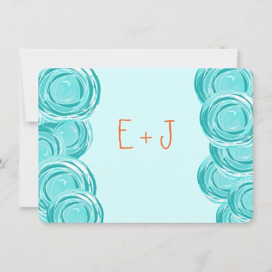 Ranunculus Roos Munt Coral Modern Wedding Invite Kaart (Achterkant)