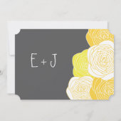 Ranunculus Roos Yellow en Gray Modern Wedding Kaart (Achterkant)