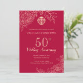 Ranunculus Traditioneel Chinees Jubileum Kaart (Staand voorkant)