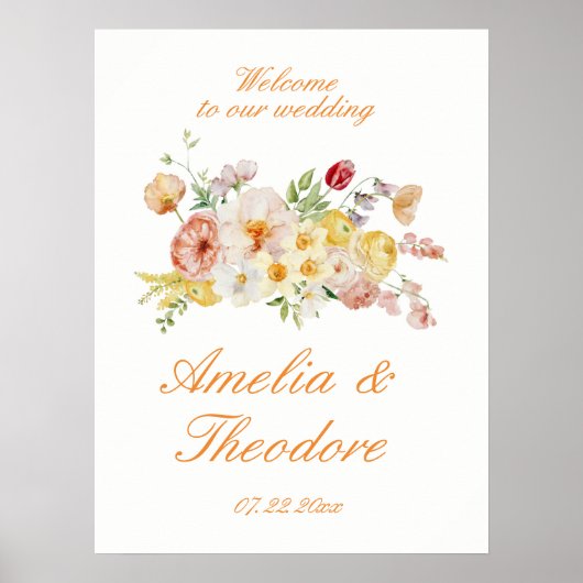 Ranunculus Tuin Bruiloft Welkom Bord Poster (Voorkant)
