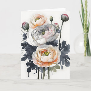 Ranunculus - Watercolor bloemen Kaart