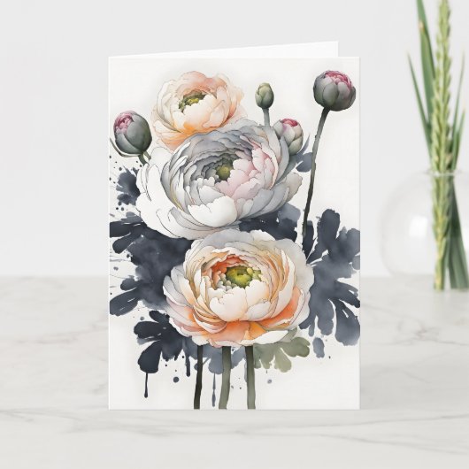 Ranunculus - Watercolor bloemen Kaart (Voorkant)