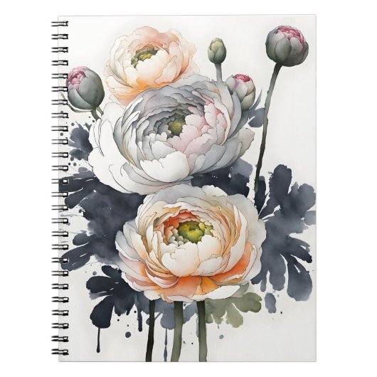 Ranunculus - Waterverf bloemen Notitieboek (Voorkant)