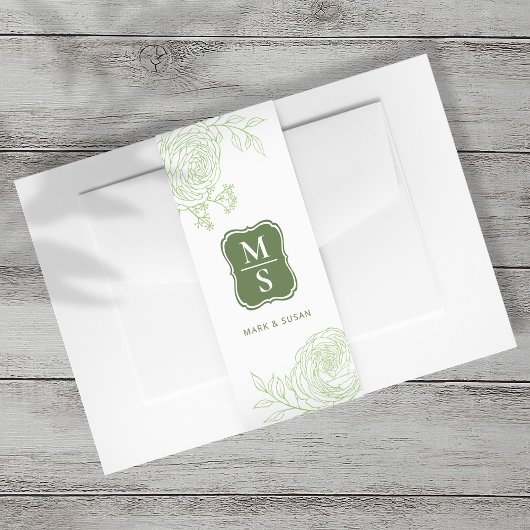 Ranunculus Wedding Invitation Belly Band Uitnodigingen Wikkel
