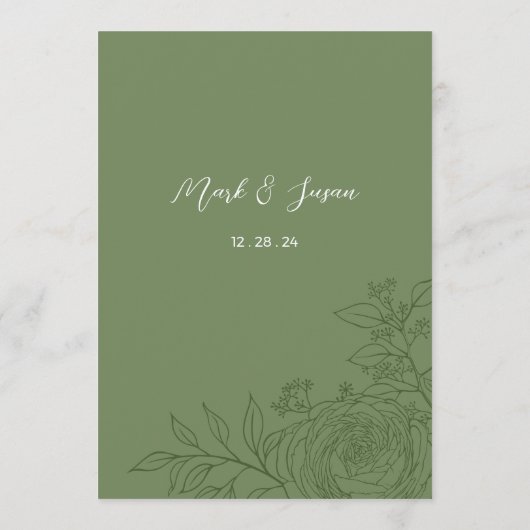 Ranunculus Wedding Zitting Grafiek Kaart (Achterkant)