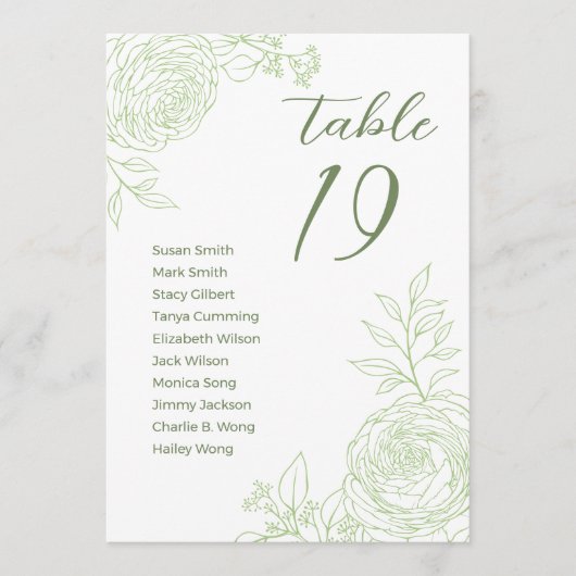 Ranunculus Wedding Zitting Grafiek Kaart (Voorkant)