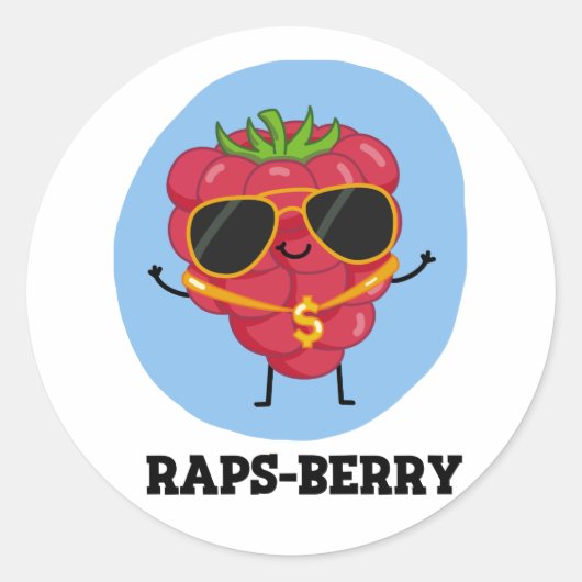 Rap-bes Funny Rapper Raspberry Pun Ronde Sticker (Voorkant)