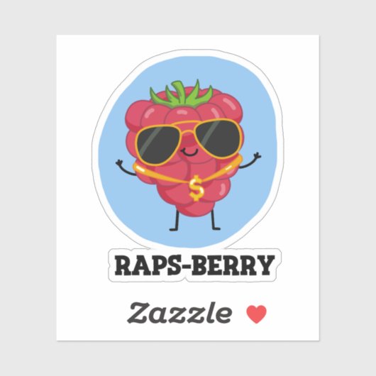 Rap-bes Funny Rapper Raspberry Pun Sticker (Vel)