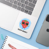 Rap-bes Funny Rapper Raspberry Pun Sticker (Laptop met iPhone)