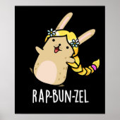 Rap-bun-zel Funny Bunny Pun Dark BG Poster (Voorkant)