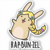 Rap-bun-zel Funny Bunny Pun Sticker (Voorkant)