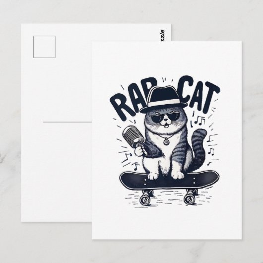 Rap Cat Harmony Briefkaart (Voorkant / Achterkant)